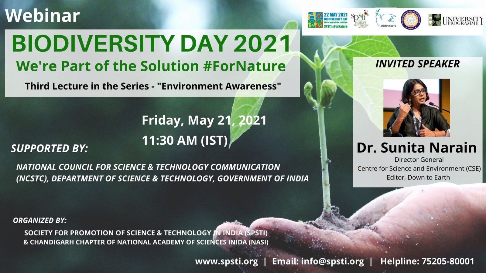 Webinar on We are Part of the Solution For Nature by Dr. Sunita Narain