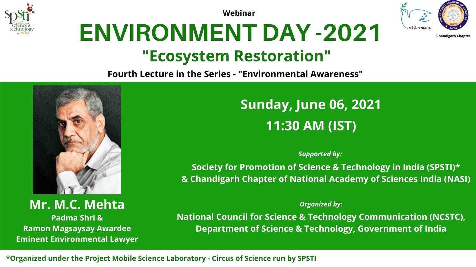 Padma Shri Awardee M.C. Mehta spoken on Ecosystem Restoration