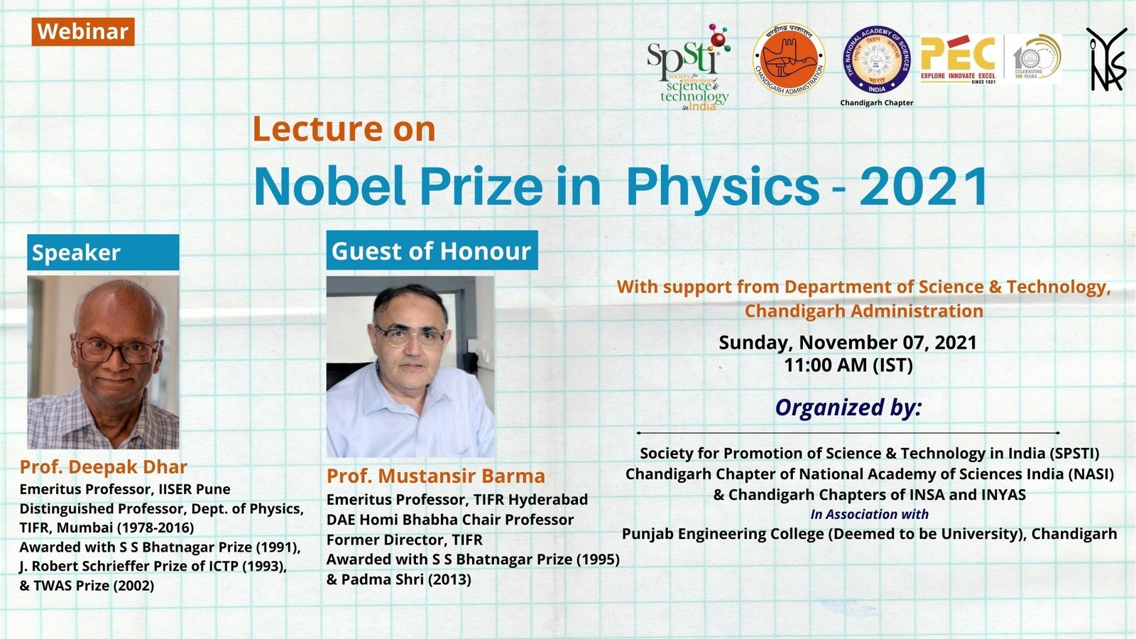 Lecture on Nobel Prize in Physics 2021 – Prof. Deepak Dhar