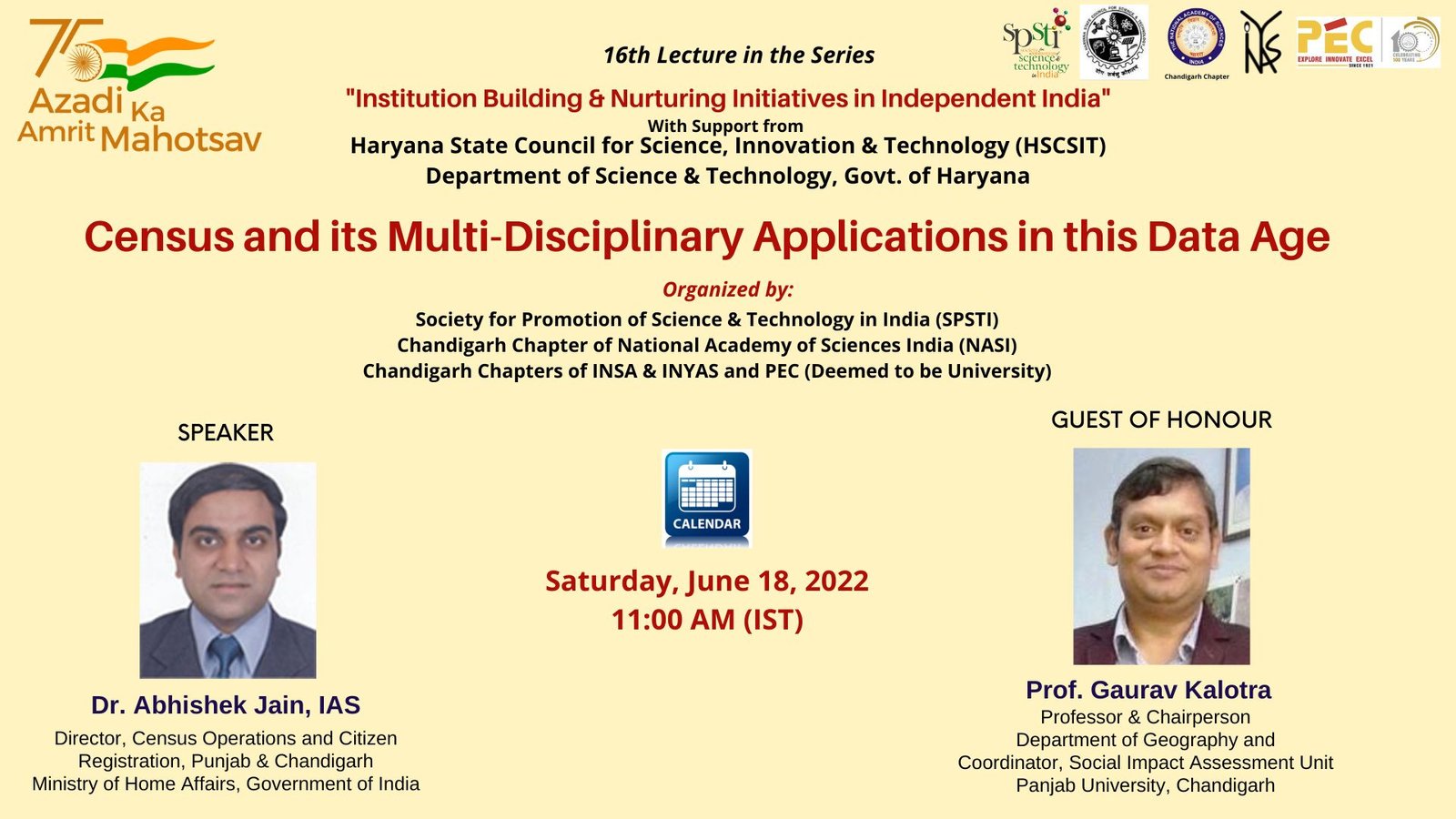 “Census and its Multi-disciplinary Applications in this Data Age” by Sh. Abhishek Jain, IAS