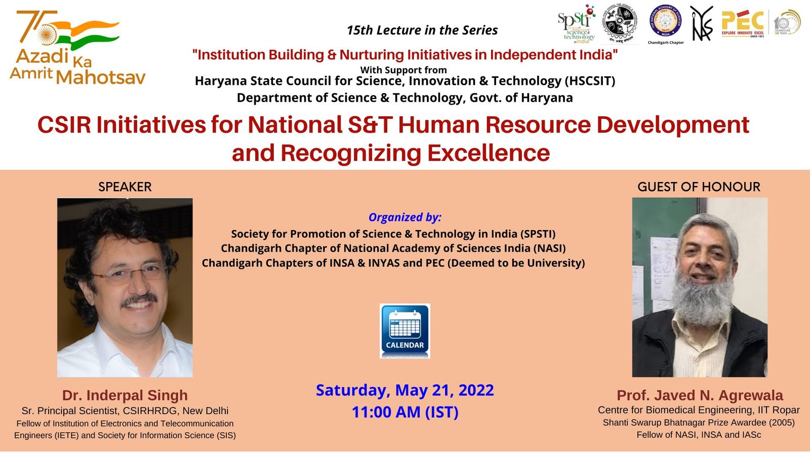 CSIR Initiatives for National S&T Human Resource Development and Recognizing Excellence – Dr. Inderpal Singh