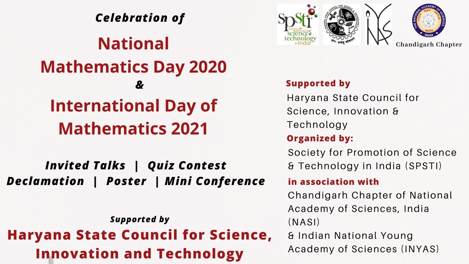 Celebration of National Mathematics Day 2020 and International Day of Mathematics 2021