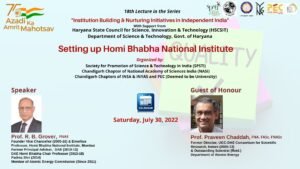 Setting up Homi Bhabha National Institute – Prof. R.B. Grover