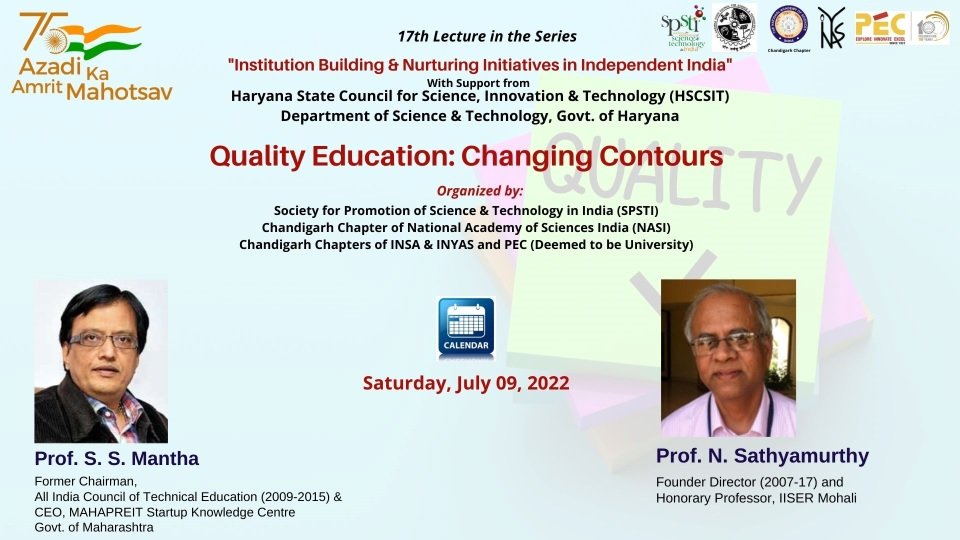 Quality Education: Changing Contours – Prof. S.S. Mantha