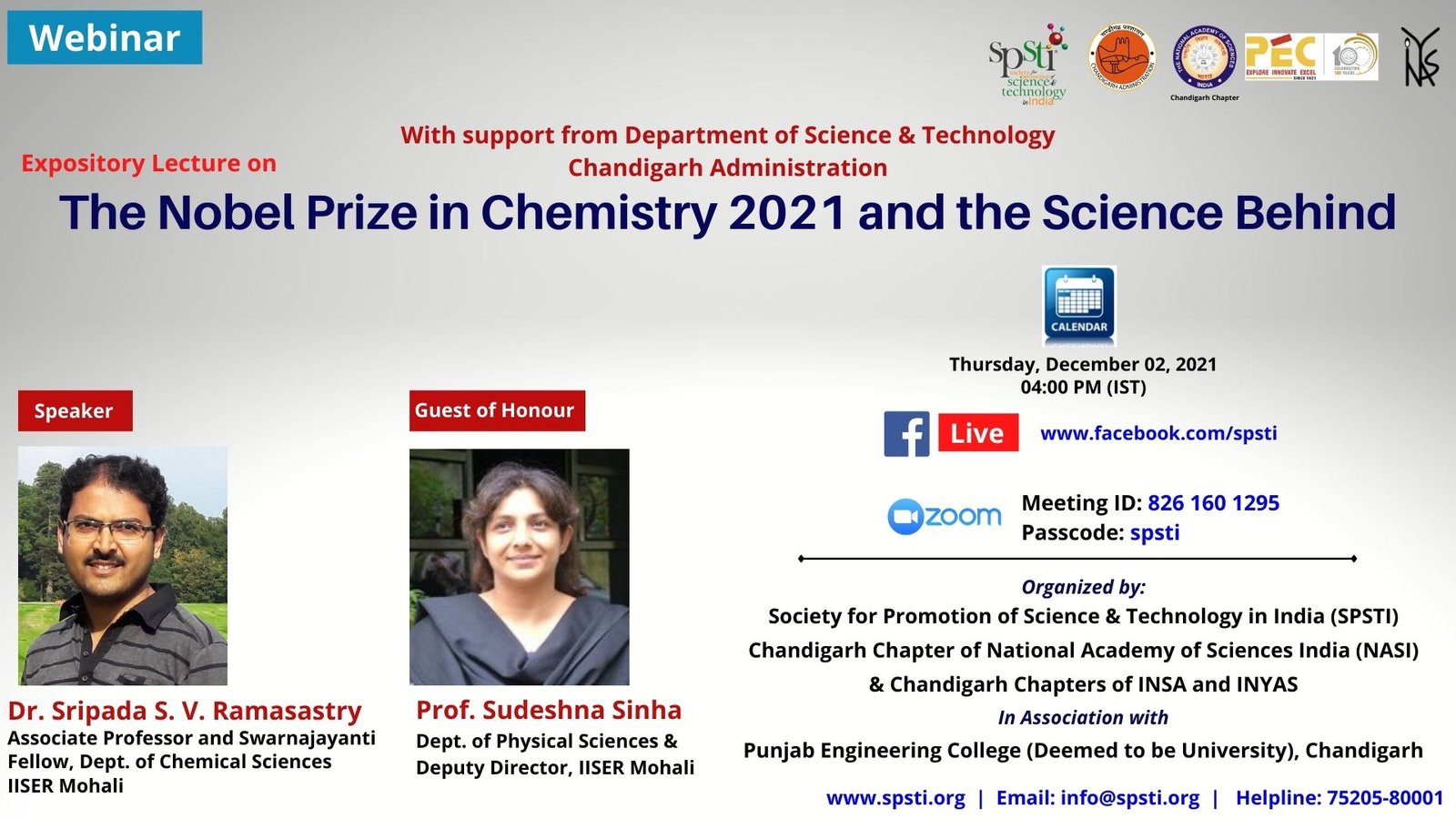 Nobel Prize in Chemistry 2021 and the Science Behind – Prof. S. S. V. Ramasastry